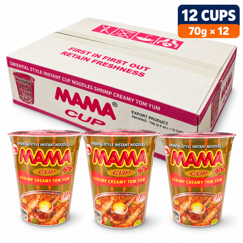 MAMA Shrimp Creamy Tom Yum Cup Noodles | 70g × 12 Cups