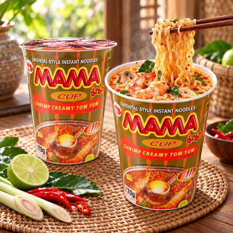 MAMA Shrimp Creamy Tom Yum Cup Noodles | 70g × 12 Cups